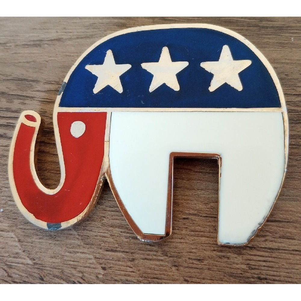RARE Vintage 1960s Hattie Carnegie Republican Elephant Pin/Pendant Gold Tone
